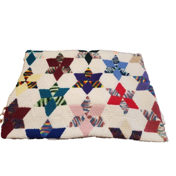 Handmade Crochet Afghan Blanket KING Granny Cottage Heirloom Farmhouse Decor - Picture 15 of 16